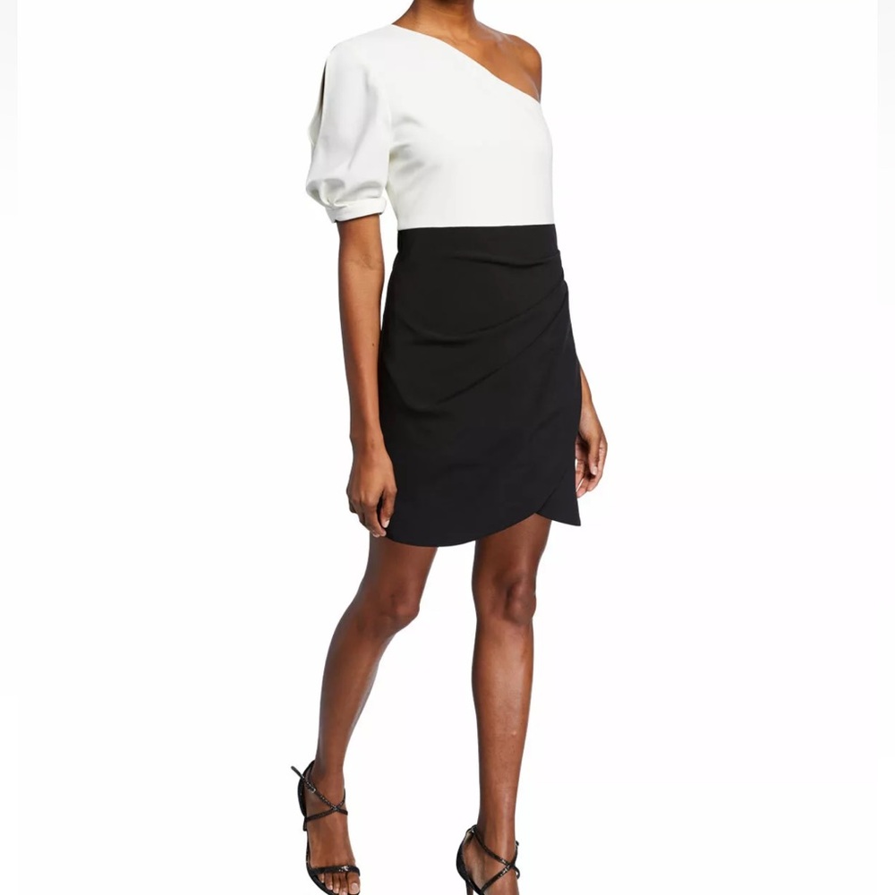 PARKER - BNWT from BARNEYS -black and white one shoulder cocktail dress in Sz.16